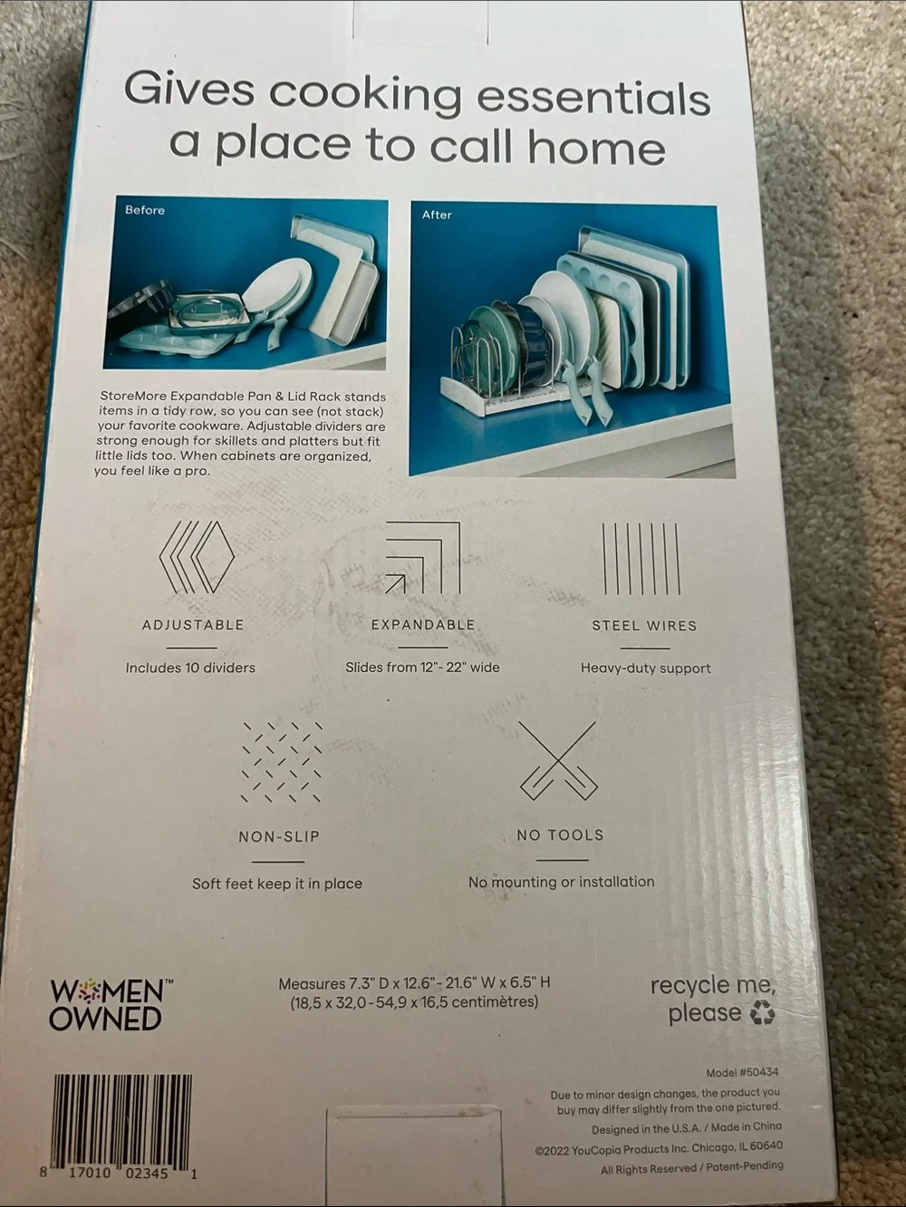 Youcopia Expandable Pan & Lid Rack - White
